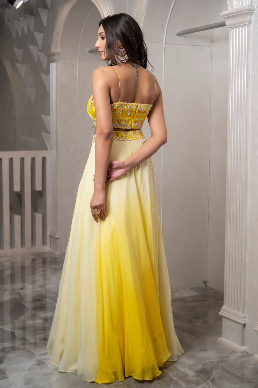 Yellow Ombre Lehenga Set (7527249510646)