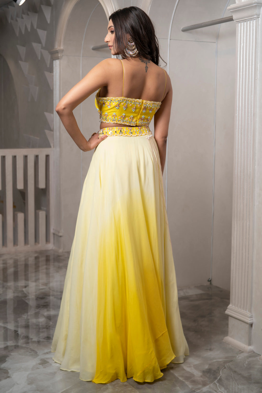 Yellow Ombre Lehenga Set (7527249510646)