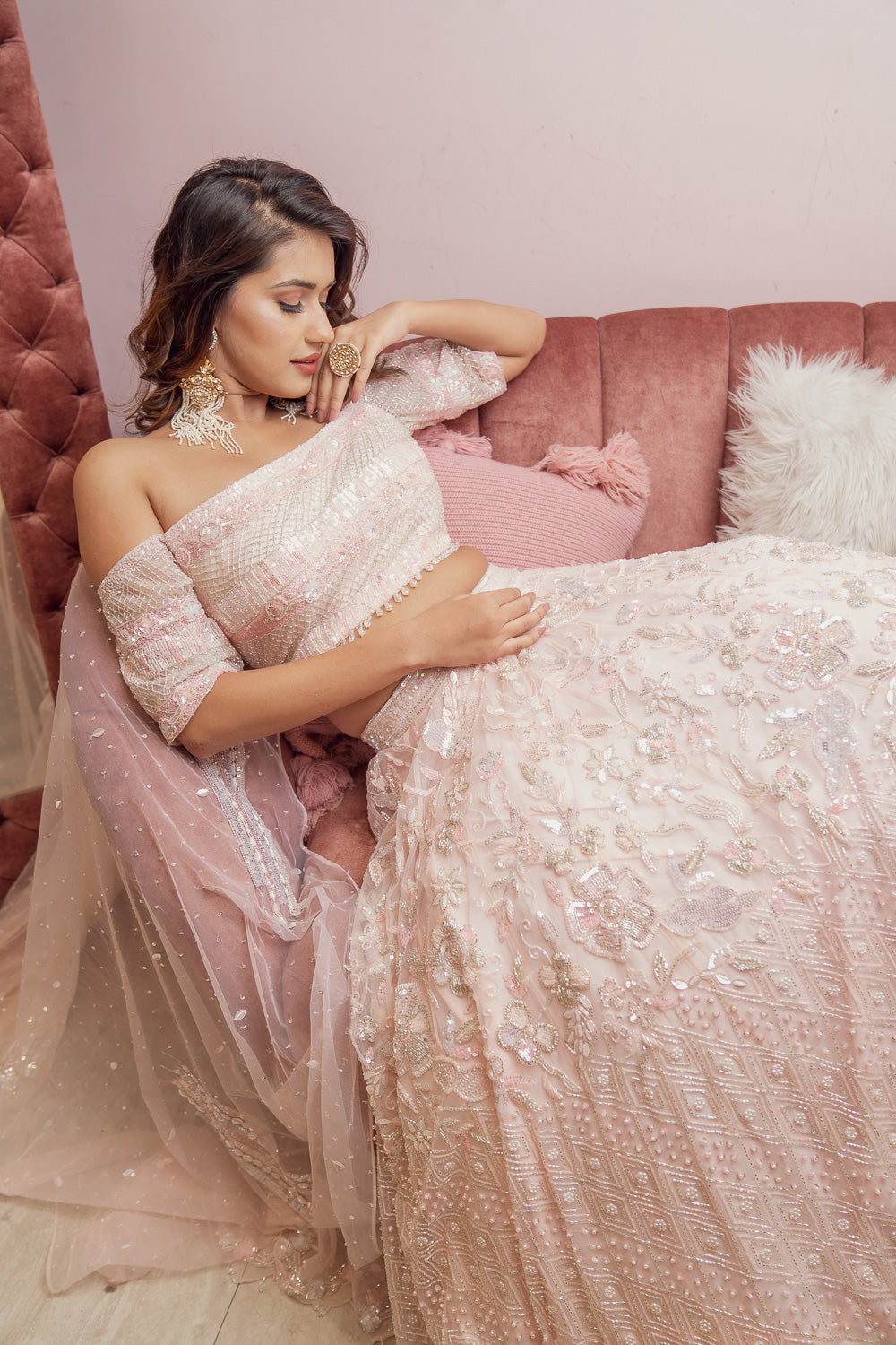 BLUSH PINK BRIDAL LEHENGA SET (6851369500855)