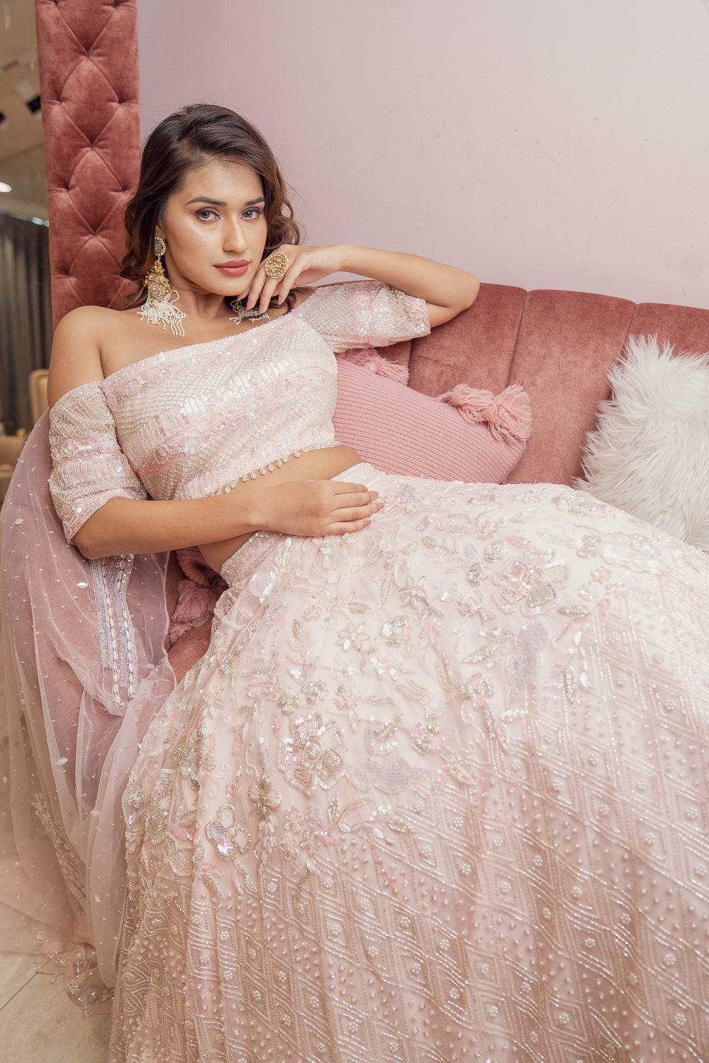 BLUSH PINK BRIDAL LEHENGA SET (6851369500855)