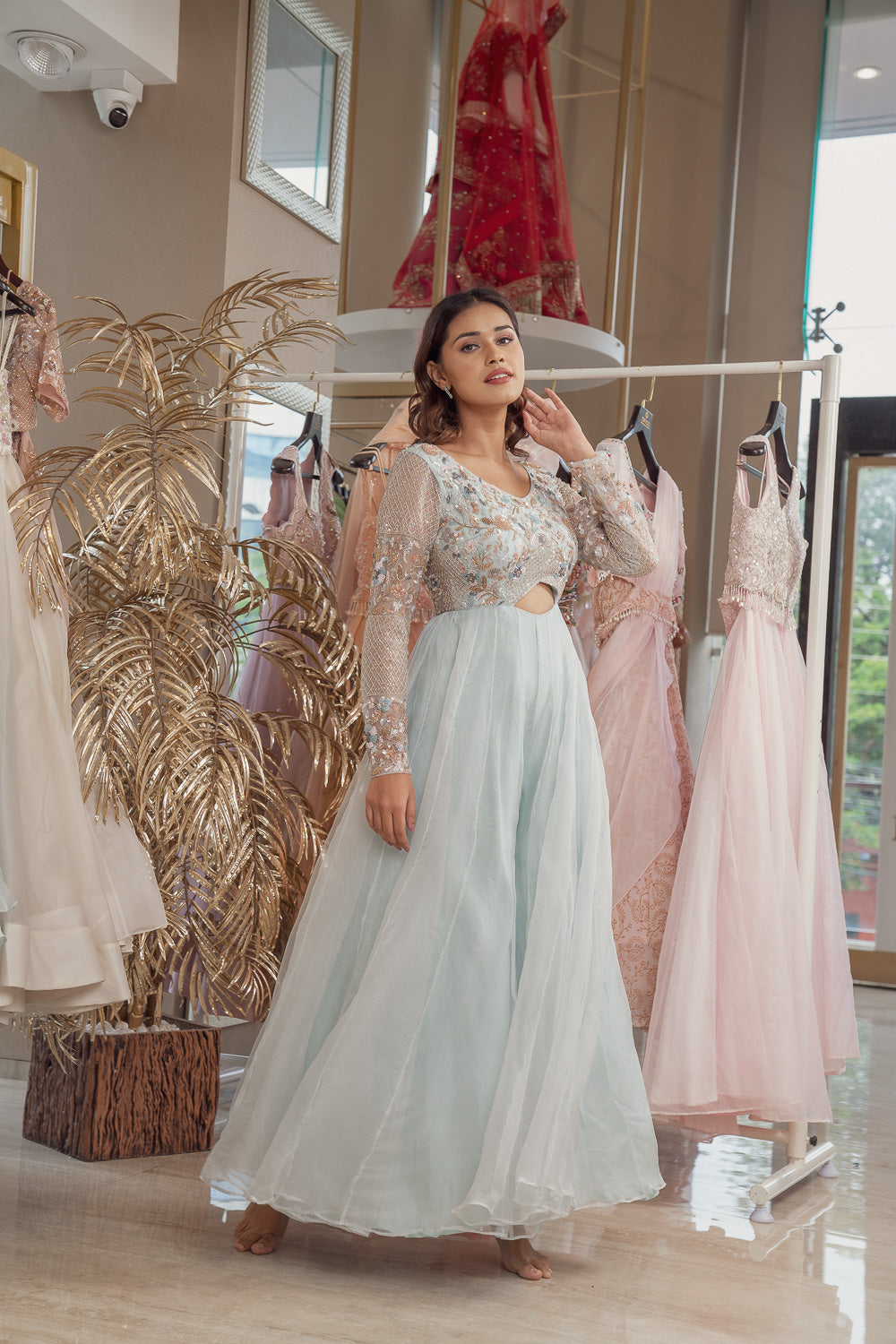 Powder Blue Flared Jumpsuit (6851341680823)