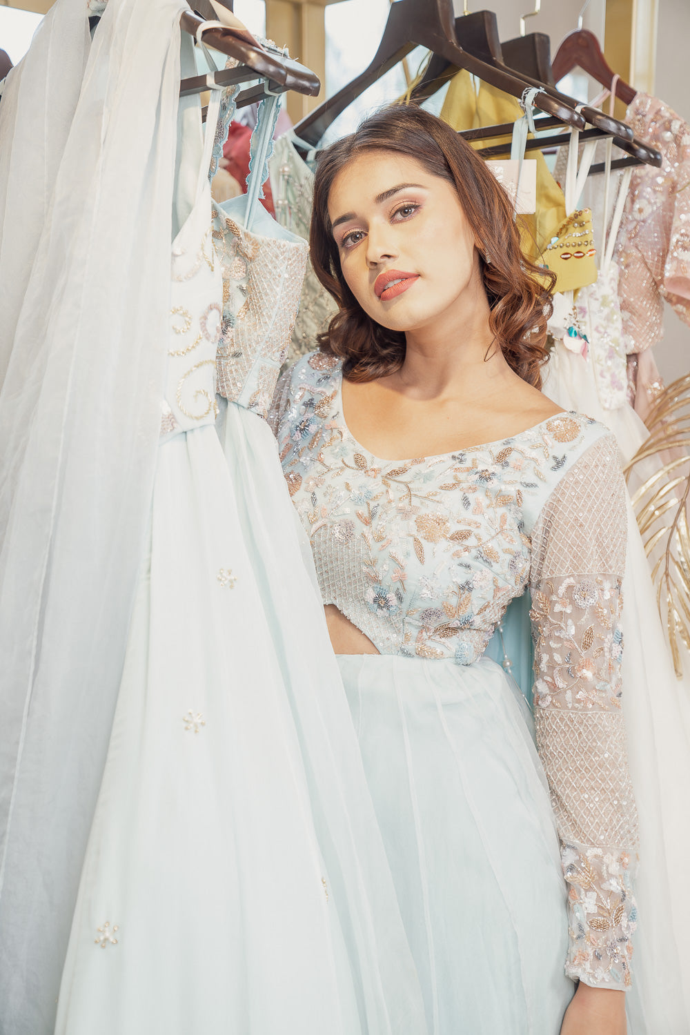 Powder Blue Flared Jumpsuit (6851341680823)