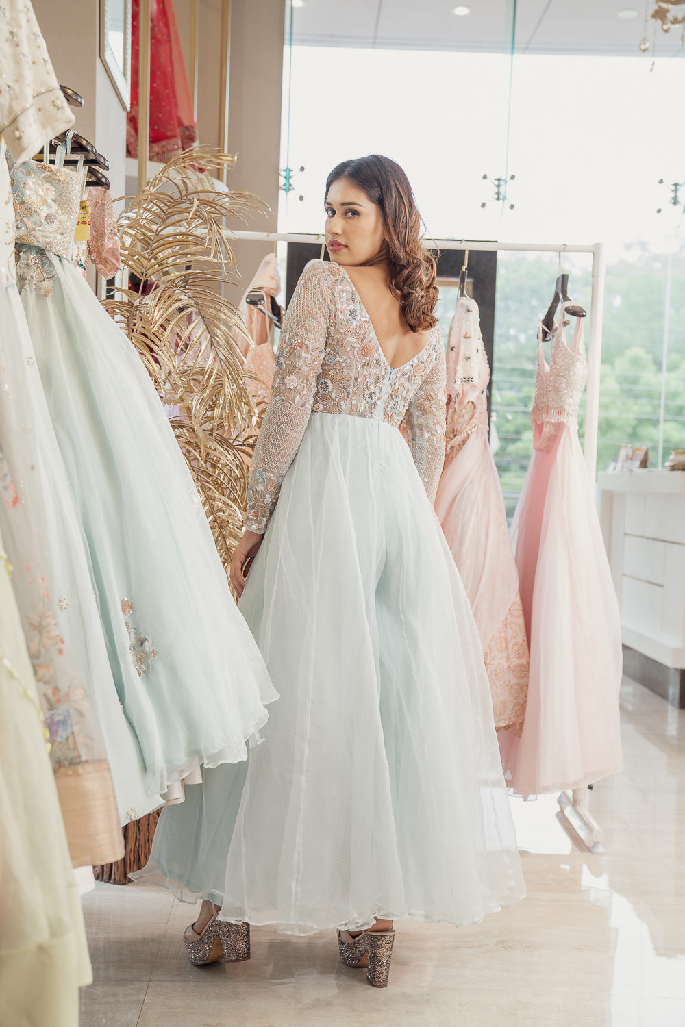 Powder Blue Flared Jumpsuit (6851341680823)