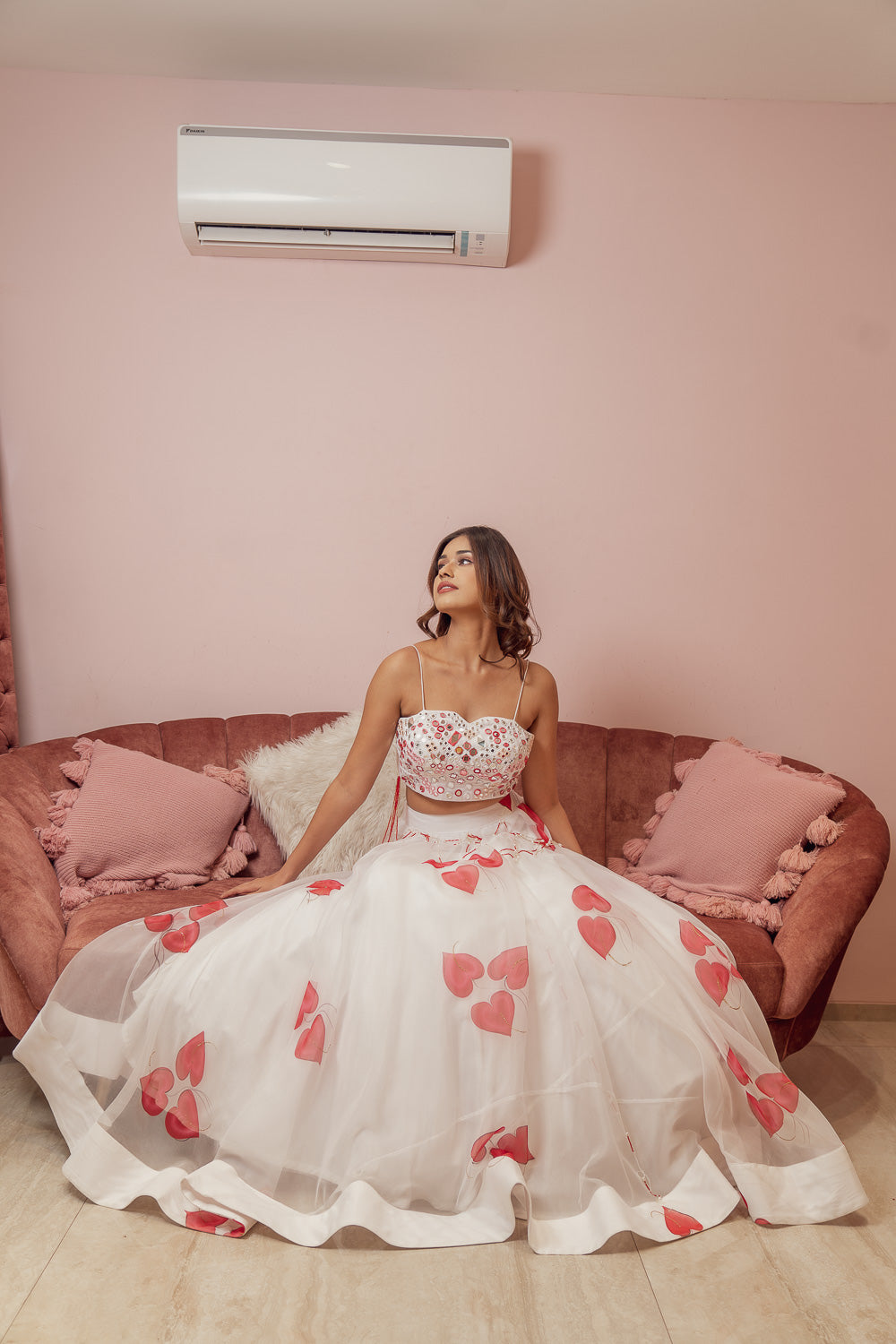 Floral White Lehenga & Blouse (6851285582007)