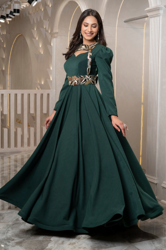 Teal Fit And Flare Gown (7526926647542)