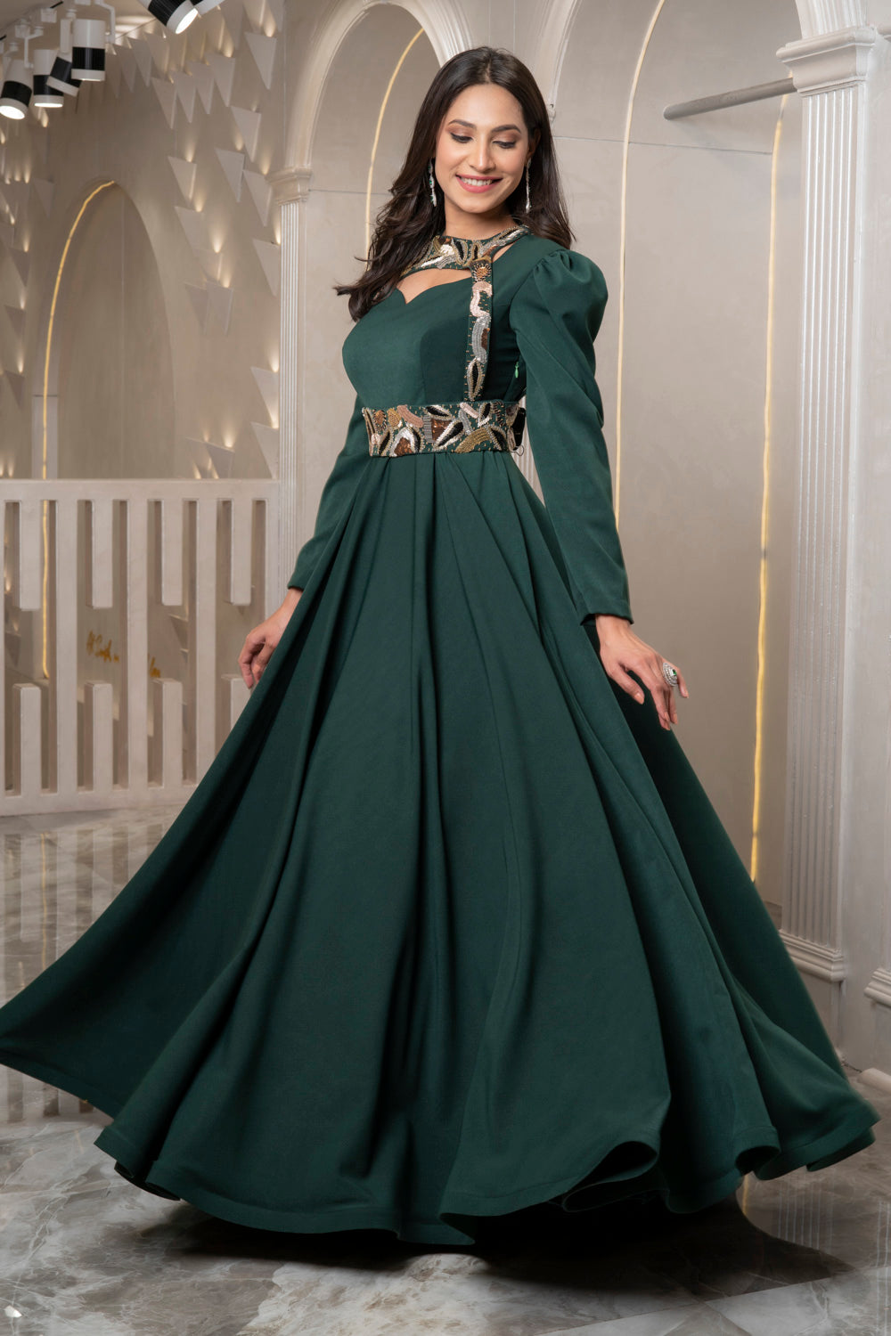 Teal Fit And Flare Gown (7526926647542)