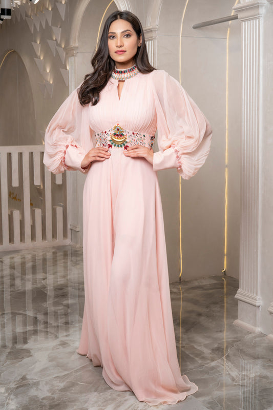 Baby Pink Gathered Jumpsuit (7526947782902)