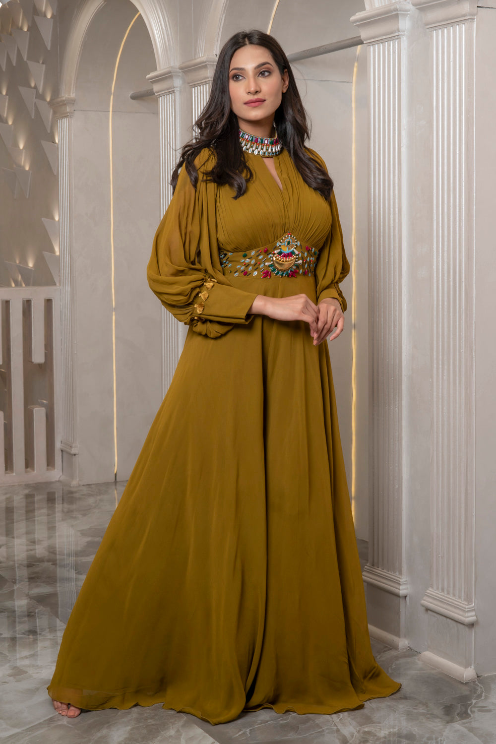 Olive Gathered Jumpsuit (7526949880054)