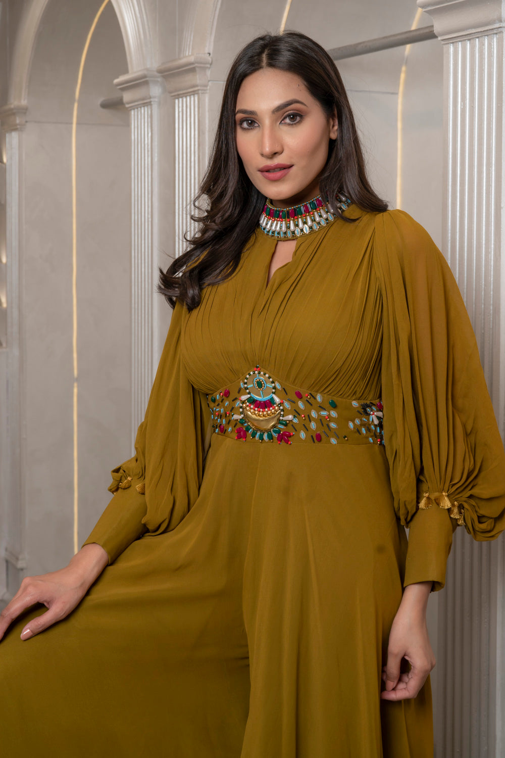 Olive Gathered Jumpsuit (7526949880054)