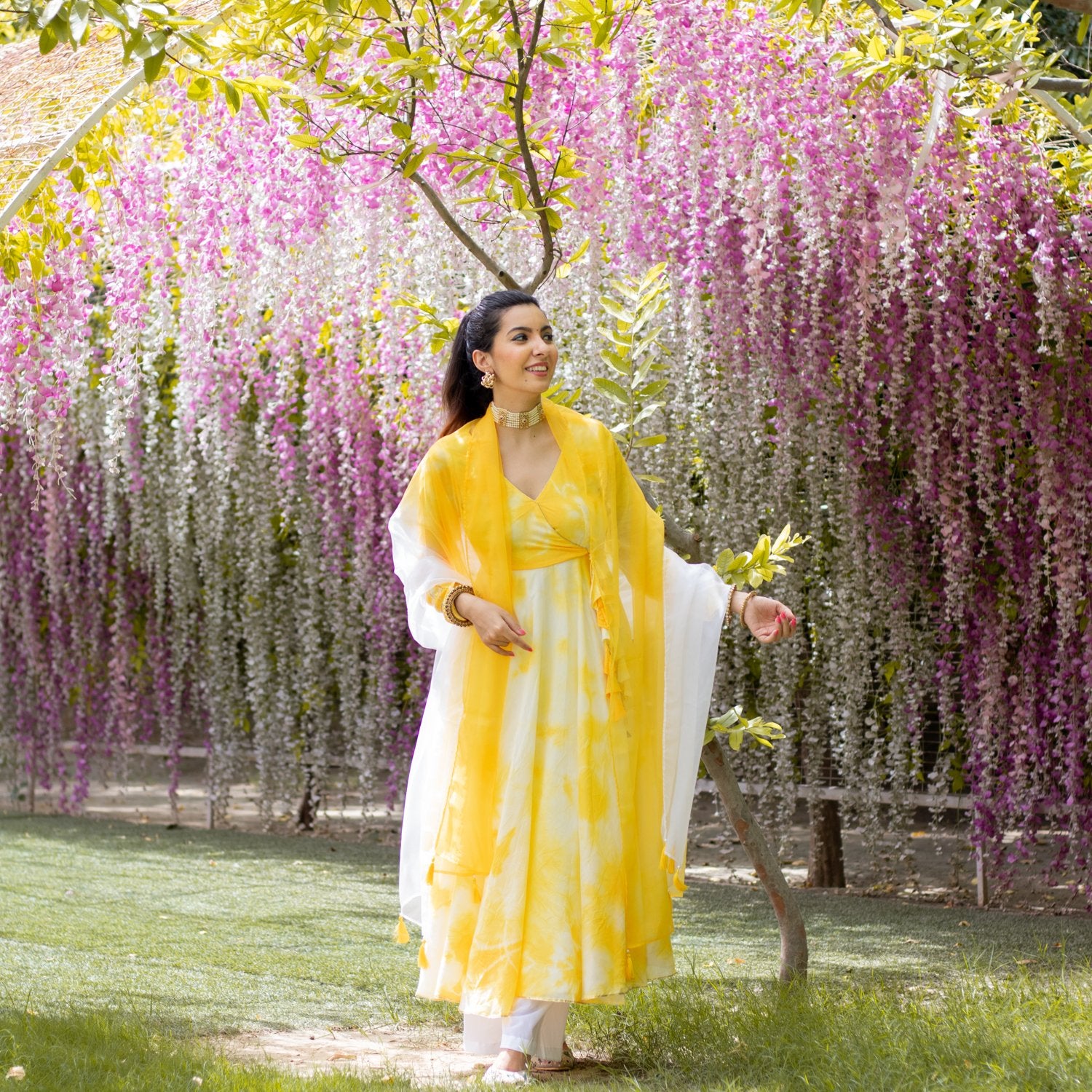 Yellow Angrakha Tie Dye Suit Set (6967580524727)