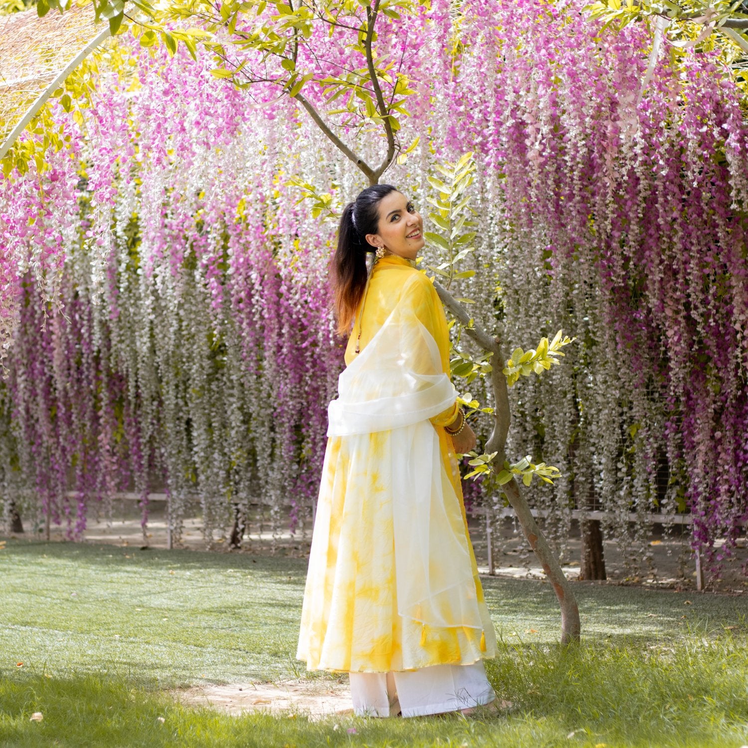 Yellow Angrakha Tie Dye Suit Set (6967580524727)