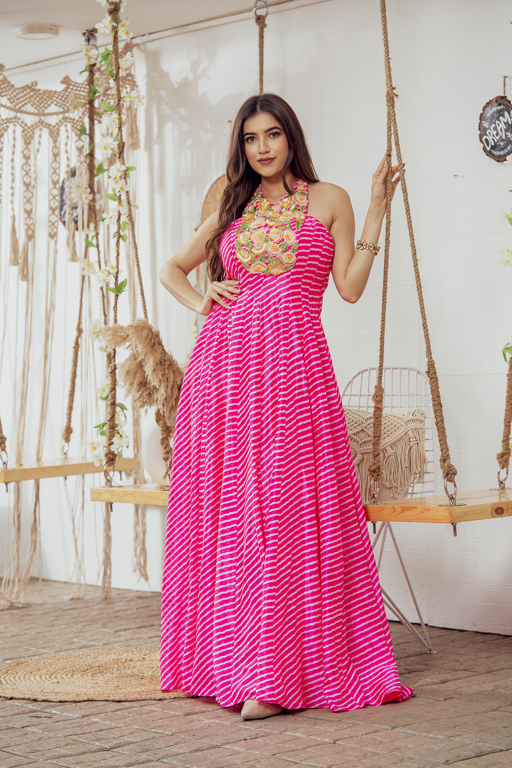 Fuchsia Anarkali Style Maxi Dress (7765872050422)