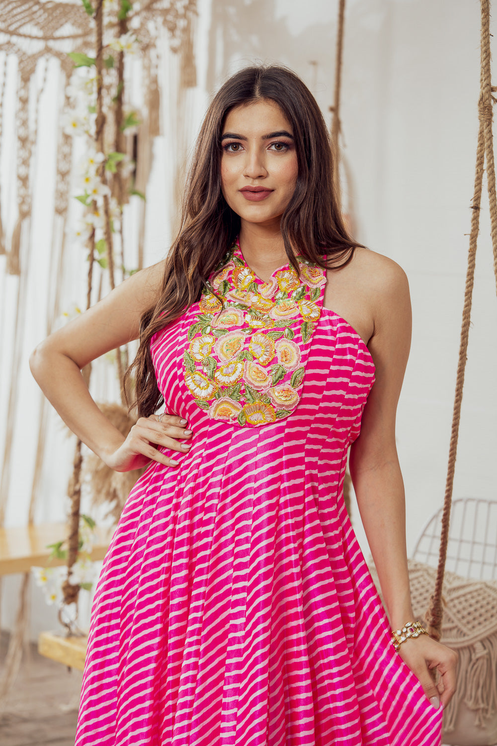 Fuchsia Anarkali Style Maxi Dress (7765872050422)